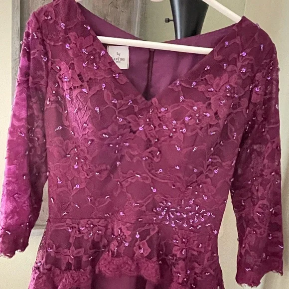 MOB Dress. LanTing Bride. Sold as size 12; fits like an 8/10. Burgundy. - Picture 3 of 7